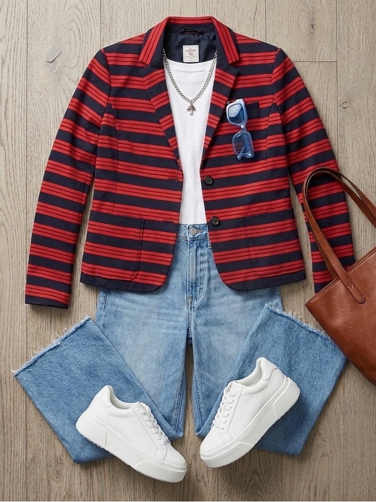 GAP Jackets & Blazers - GAP Academy Blazer Cotton Navy Red Striped Schoolboy Jacket Dark Academia Preppy